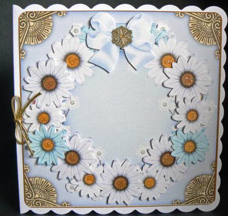 Pale Blue Daisy Plain 3D Ring Decoupage Sheet by Audrey Wilson