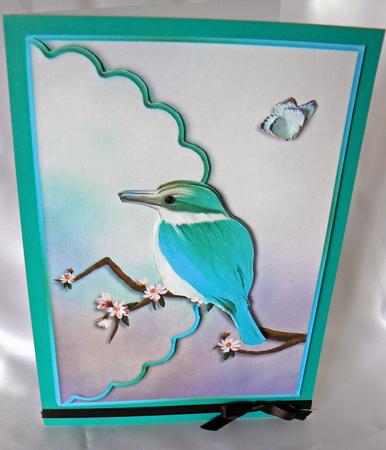Pretty Bird and Butterfly Scalloped Edge Envelope Card by Audrey Wilson