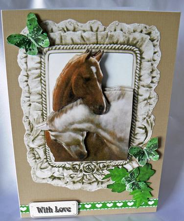 Beautiful Horses Heads Entwined in Frill Frame by Audrey Wilson