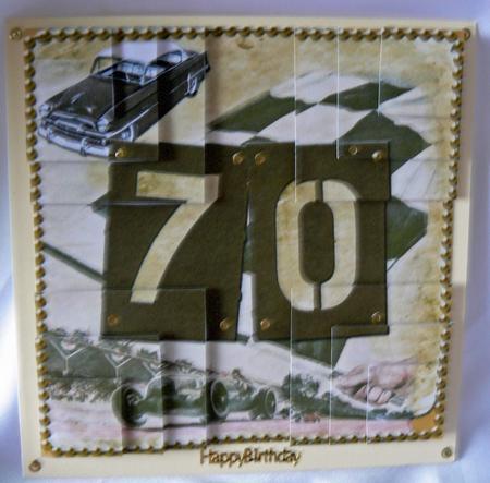 Vintage Racing Car 70th Birthday 5in Corner Stacker by Audrey Wilson