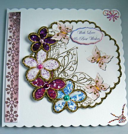 Crystal Flowers & Butterflies Various Occasions Topper by Audrey Wilson