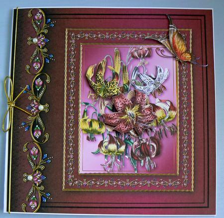 Luxurious Lilium - Lily Card Front Decoupage 8"x8" by Audrey Wilson
