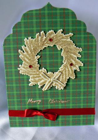 Christmas Green Check Elegant Top Card Base by Audrey Wilson