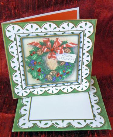 Christmas Wreath Anglaise Midi Card and Envelope by Audrey Wilson