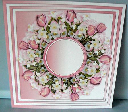 Springtime Pink Tulips Matching 8in x 8in Insert Plate by Audrey Wilson
