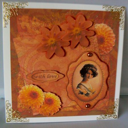 Vintage Lady with Dahlias -  by Audrey Wilson
