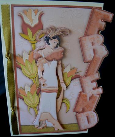 Art Deco Lady & Flowers Over the Side Friend by Audrey Wilson
