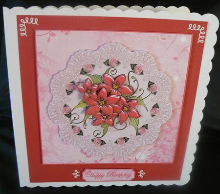 Pink Floral Doilie Card by Audrey Wilson