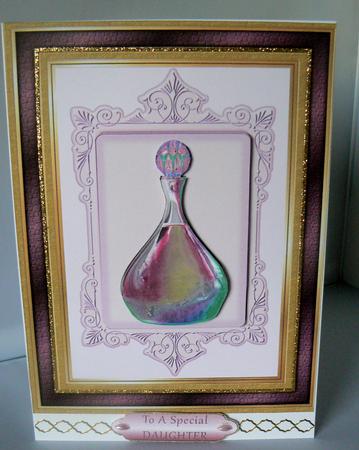 Perfume Bottle in Deep Pink & Gold Frame by Audrey Wilson