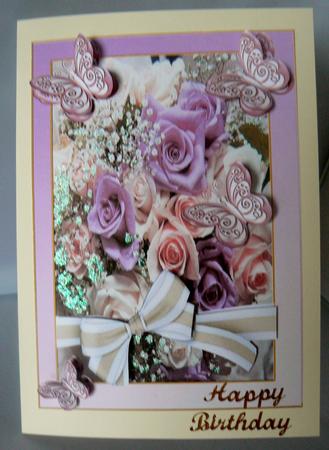 Purple Roses Butterflies and Bows by Audrey Wilson