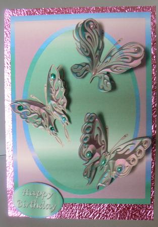 Metallic Butterflies - Turquoise & Pink by Audrey Wilson
