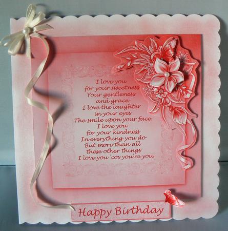 Pink Floral Swag Card - Birthday, Mothers Day by Audrey Wilson