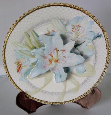 White Lily Flower Plate Card by Audrey Wilson