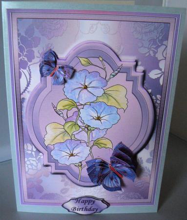 Morning Glory with Butterflies Watercolour Decoupage by Audrey Wilson