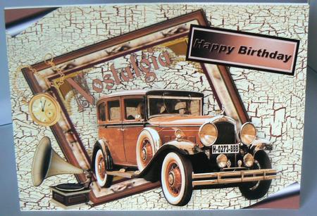 Nostalgia Vintage Car with Accessories for Birthday A4 by Audrey Wilson