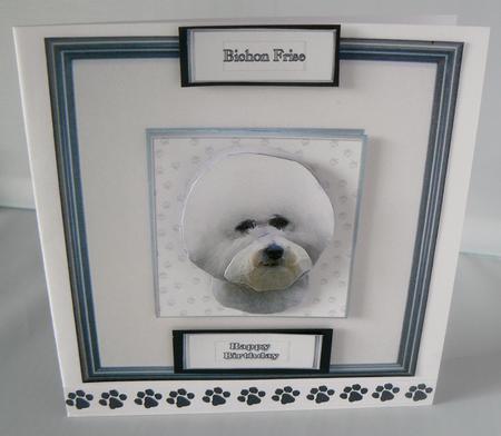 Bichon Frise Portrait 3D Decoupage by Audrey Wilson