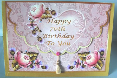 Scalloped Edge Envelope 70th Birthday Card Front by Audrey Wilson