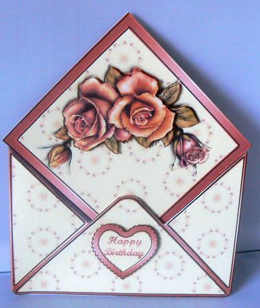 Copper Heart Roses Envelope Card by Audrey Wilson