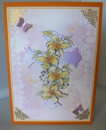 Easter Card with Watercolour Lilies Decoupage Sheet by Audrey Wilson