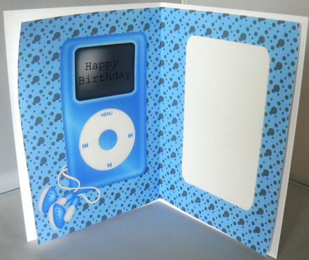 Blue Ipod Insert or Card Base by Audrey Wilson