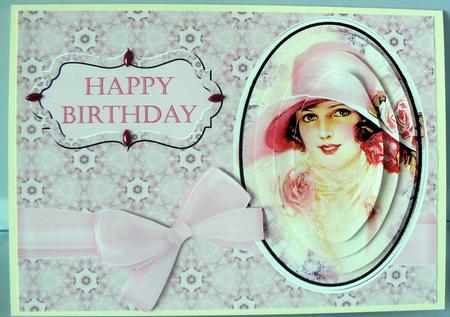Vintage Beauty Birthday Card Front by Audrey Wilson