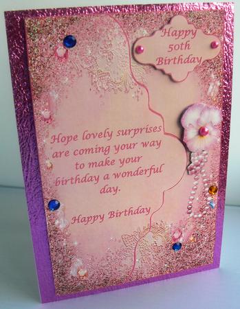Pretty 50th & 60th Birthday Card Front by Audrey Wilson