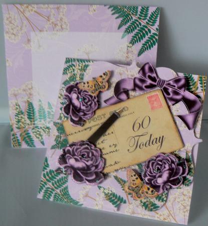 Purple Roses 60 Today Birthday Easel Card & Envelope Kit by Audrey Wilson