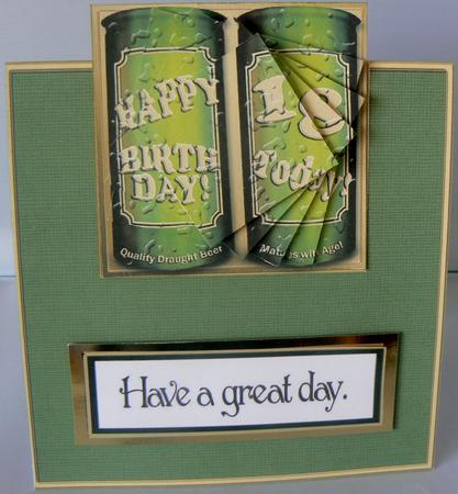 18th Birthday Beer Cans No-hole Over the Edge Spiral Pyramid by Audrey Wilson