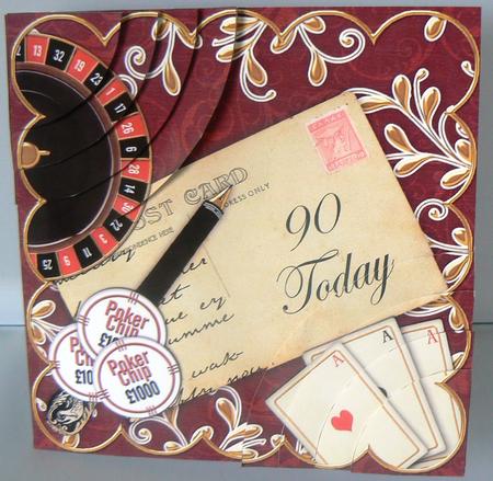 Red Roulette 90 Today 6in Duo Corner Stacker by Audrey Wilson
