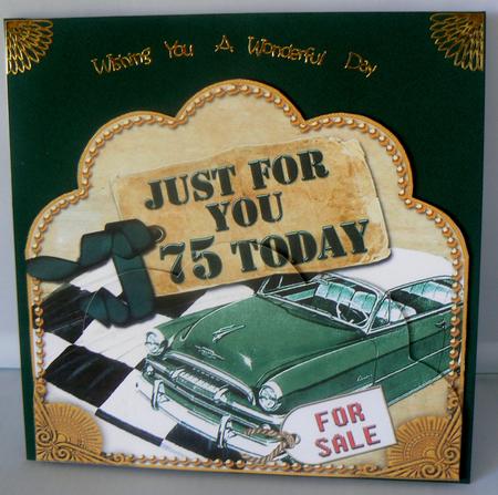 Vintage Green Car 75 Today Giant 8in Scallop Bottom Stacker by Audrey Wilson