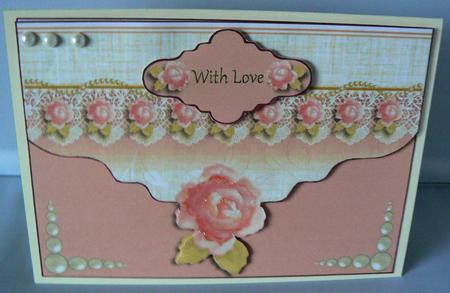 Delicate Peach Rose Envelop Card Topper by Audrey Wilson