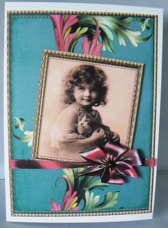 Sweet Vintage Girl with Kitten by Audrey Wilson