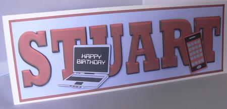 Techno Time Stuart Large Dl Name Card with Decoupage by Audrey Wilson