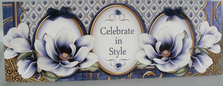 Dark Blue Magnolia Celebrate in Style Dl Decoupage Card Kit by Audrey Wilson