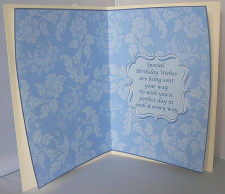 Pretty Aqua Patterned Birthday Insert by Audrey Wilson