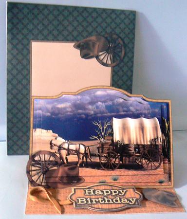 Western Wagon Easel Card Kit by Audrey Wilson