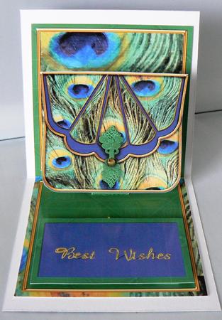 Peacock Print Bag for You Mini 3D Pop-up Card by Audrey Wilson