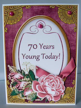Cerise Rose 70 Years Young! Oval 7x5in Floral Step by Step by Audrey Wilson