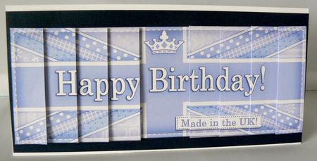Uk Shabby Flag Happy Birthday Dl Side Stacker Topper by Audrey Wilson