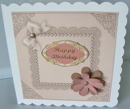8 x 8 Metallic Lace and Bow Card Front by Audrey Wilson