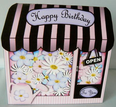 Flower Shop Shaped Card with Decoupage N Greetings by Audrey Wilson