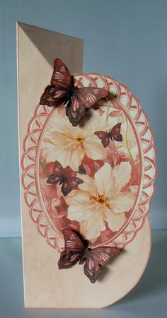 Over the Edge Tear Drop with Red Clematis and Butterflies by Audrey Wilson
