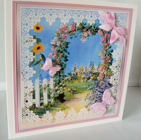 Black Cat by the Archway with Butterflies Decoupage by Audrey Wilson