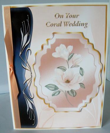 Coral Magnolias Art Nouveau Card Front - Coral Wedding by Audrey Wilson