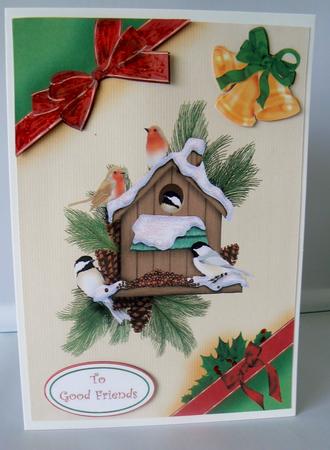Christmas Bird Box Card Front by Audrey Wilson