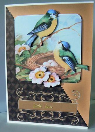 Birdsong Brown Diagonal Card Topper by Audrey Wilson