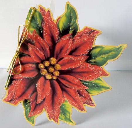 Poinsettia Shaped Card for Christmas by Audrey Wilson