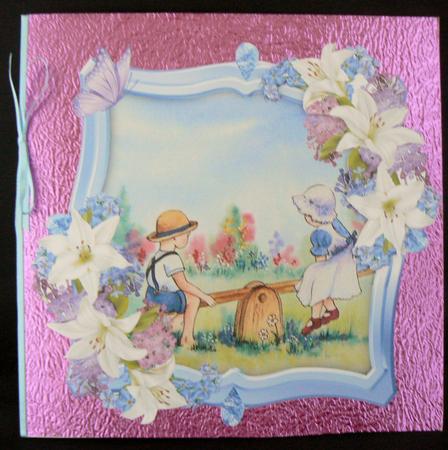 Watercolour Seesaw with Lilies and Butterflies, Decoupage by Audrey Wilson