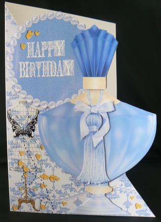Vintage Birthday Blue Card Topper by Audrey Wilson
