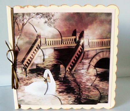 Swan Fantasy Shell Edged Corner Stacker by Audrey Wilson